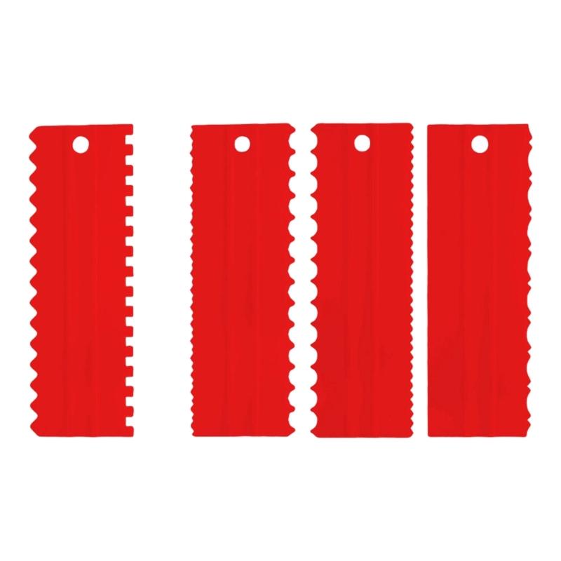 4 Piece Baking Tool Set Including Assorted Comb Scrapers Plastic for Quick Cake Decoration possesses Secure ending