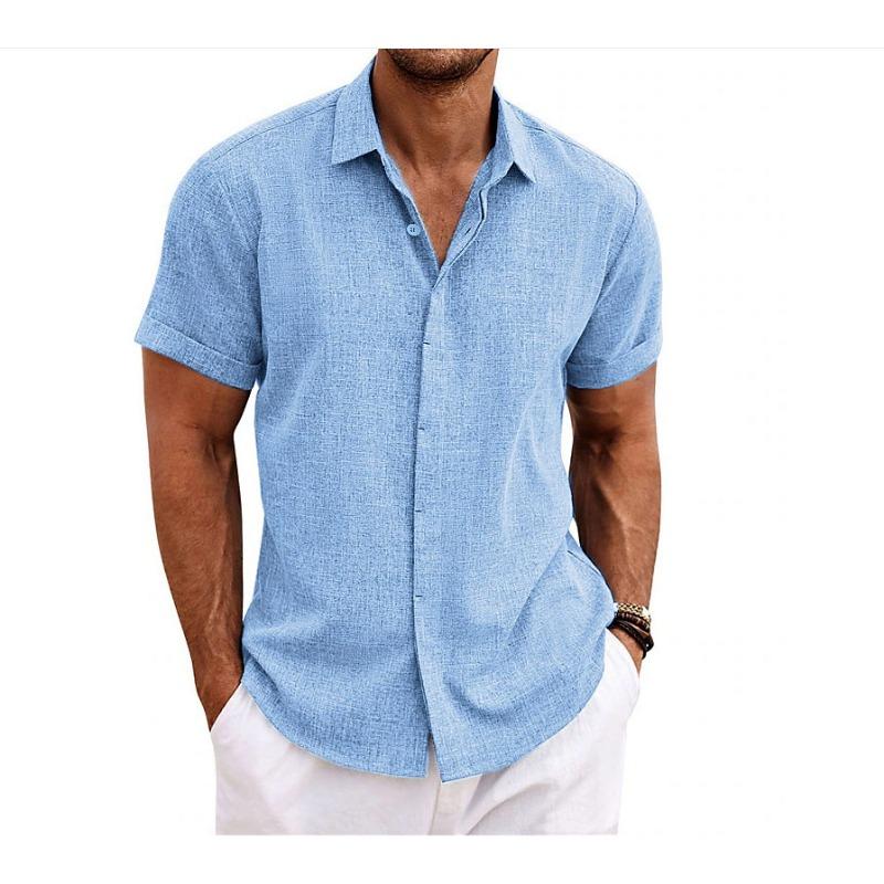 

Летняя мужская рубашка большого размера, домашняя однотонная рубашка с короткими рукавами и лацканами для подростков, топ XXXL