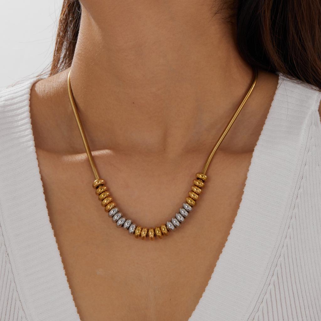New European and American style punk gold-plated necklace, stainless steel heavy-duty minimalist style, personalized beaded accessory clavicle chain