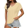 Women's Fashionable Casual Solid Color V-Neck Breathable T-Shirt Short Sleeved Top