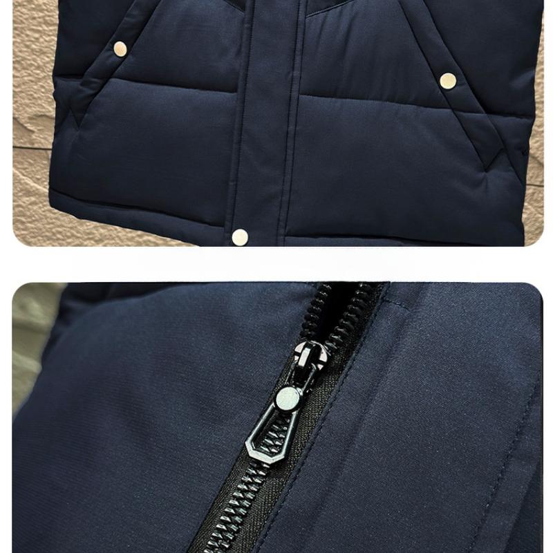 Down Cotton Waistcoat Men's Autumn and Winter Jacket Trend of Thickening Vest Shoulders Large Size Cotton Hooded Shirt Horse Jacket