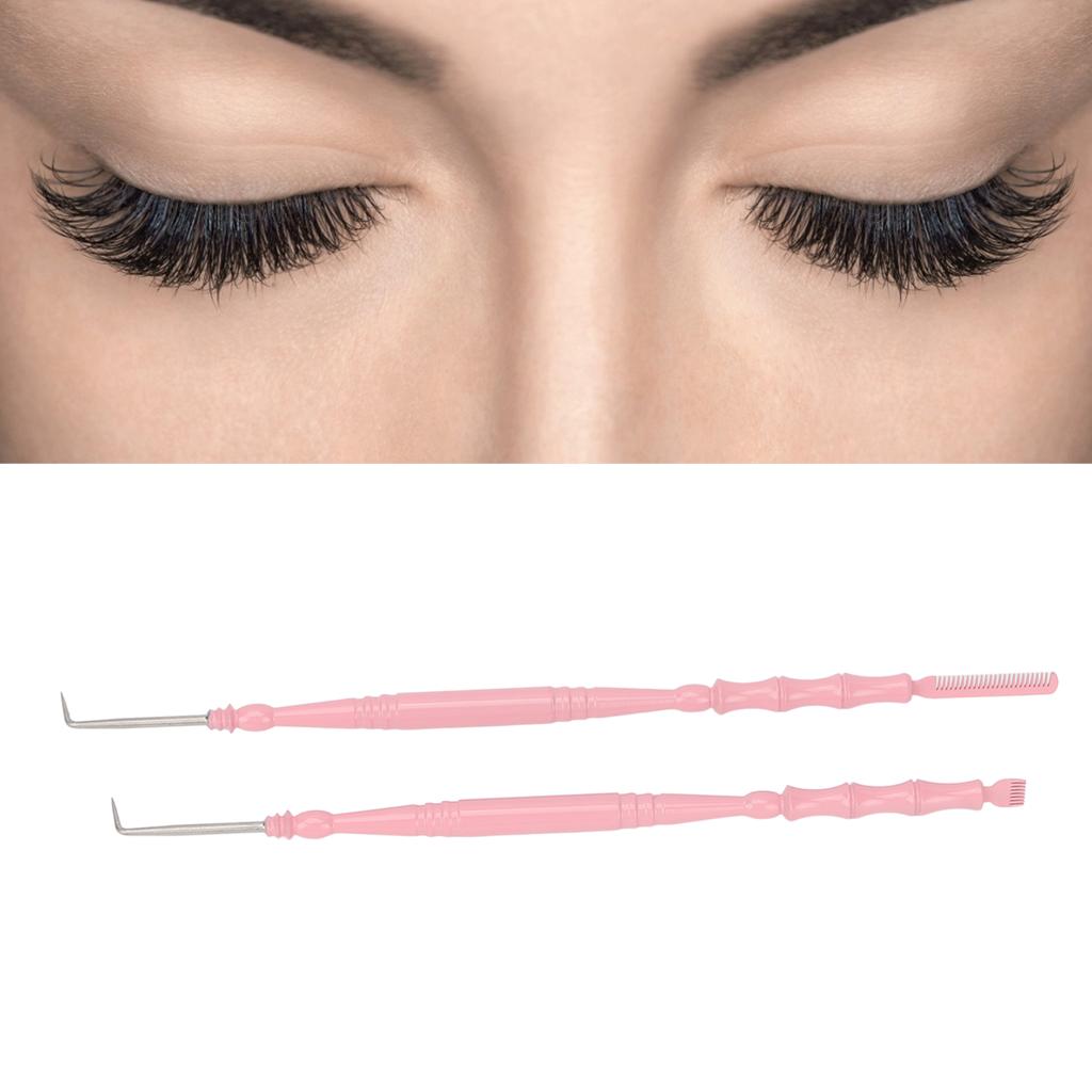 2 Stück Wimpernwell-Werkzeug Doppelkopf Edelstahl Bambusgelenkform Griff Wimpern Augenbrauen Well-Trenner-Werkzeug