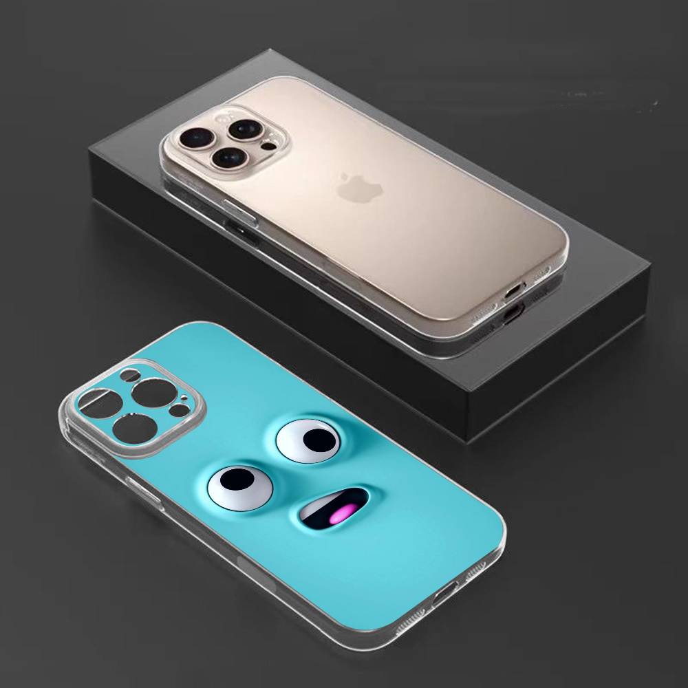Funny Face Phone Case For iPhone17,16,15,14,13,12,11 Plus,Pro Max Soft Transparent Cover
