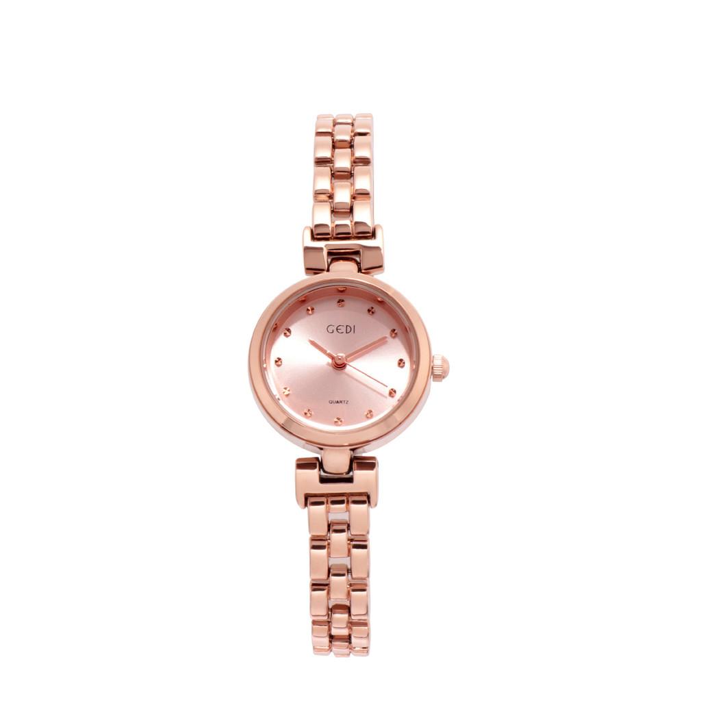 Gedi Rose Gold Ladies Watch With Sparkling Embellishments Water Resistant For Casual Wear