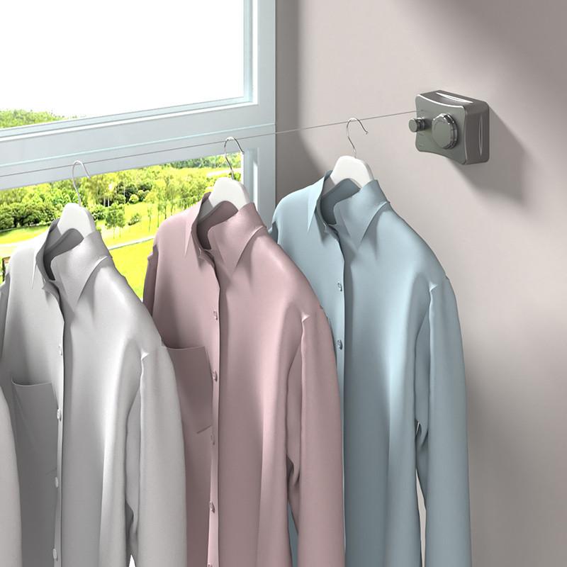 Bathroom Accessories Storage Hanger Retractable Clothesline Wall Mounted Invisible Adjustable Laundry Line Clothes Drying Rack