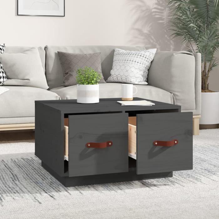 820968 vidaXL Table basse Gris 60x53x35 cm Bois massif de pin