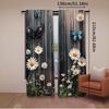 Set Of 2 Modern Floral Butterfly Wooden Board Pattern Curtains Suitable Bedroom Bathroom Living Room Dining Study Curtain For Sitting Made Polyester