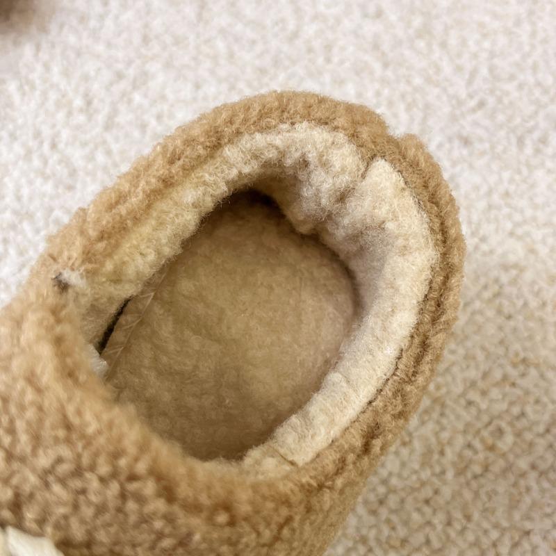 Winter New Velvet Thickened Warm Lace-up Fluffy Shoes Women's Non-slip Soft Sole Retro Fashionable Versatile Doudou Cotton Shoes