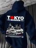 JDM Racing Hoodie Tokyo Car Graphic Back Print Oversized Sweatshirt Japanese Streetwear Drift Style