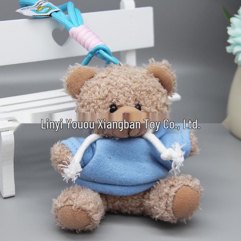 Teddy Bear Pendant Plush Toy with Colorful Clothes Keychain - Customizable Souvenir
