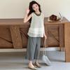 Girls' Korean-Style Summer 2026 Three-Piece Set: Vest, Wide-Leg Pants, Fashionable and Versatile for Medium To Large Kids