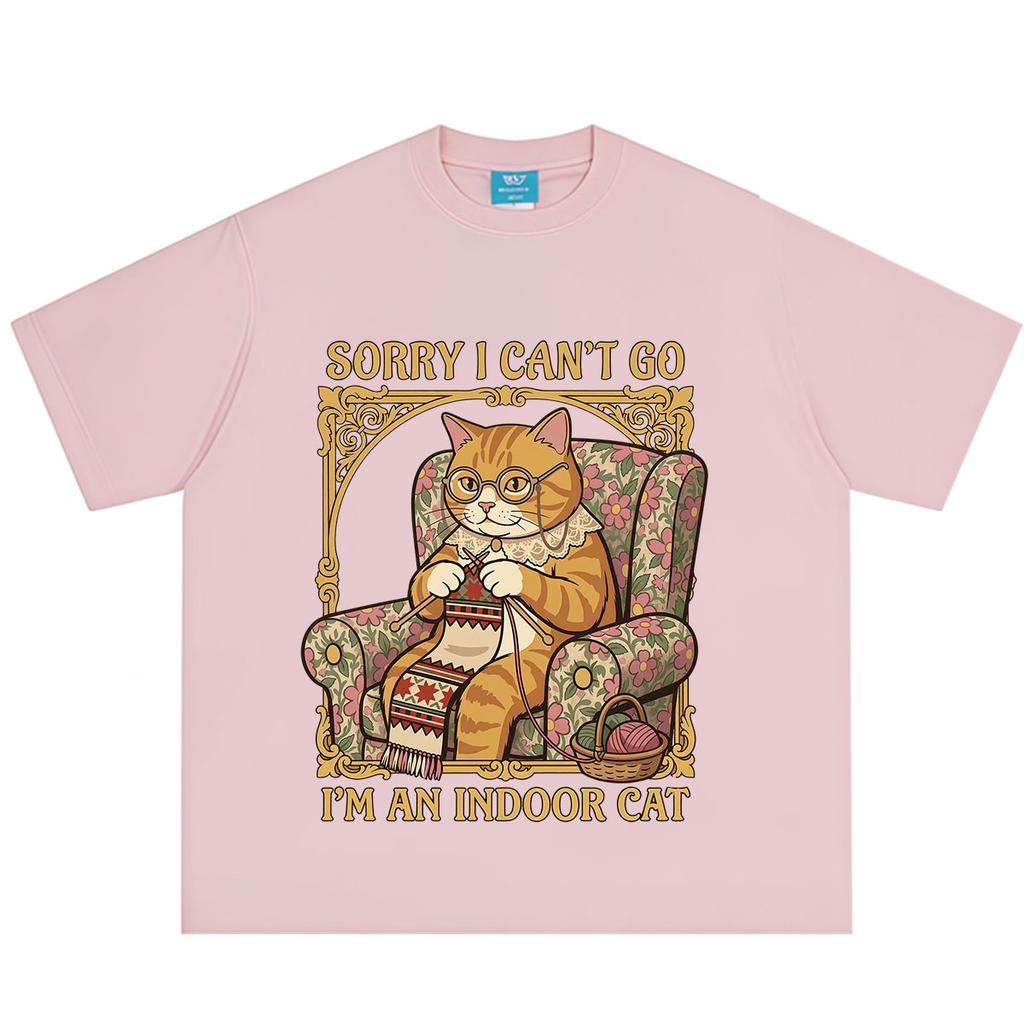 Sorry I Cant Go Im An Indoor Cat Funny Cat Printed Tshirt Unisex Unisex Aesthetic Trend T Shirts Summer Casual Cotton Tshirts