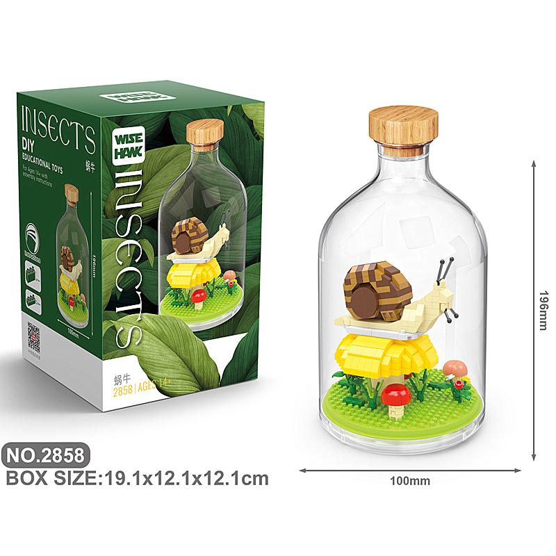 New Product Simulation Animal Series Creative Children's Toys Bottled Building Blocks Flamingo Seahorse Educational Gift Model