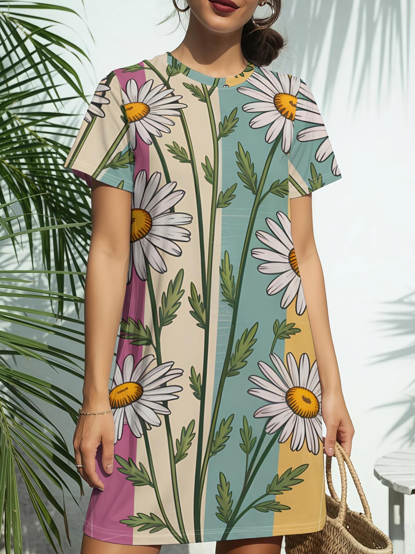 

The Vintage Botanical Vibe Women S New Round Neck Short Sleeve Dress T-Shirt Features American Fashion Trends with Digital Prints. Perfect for Spring 7XL дубильная кора