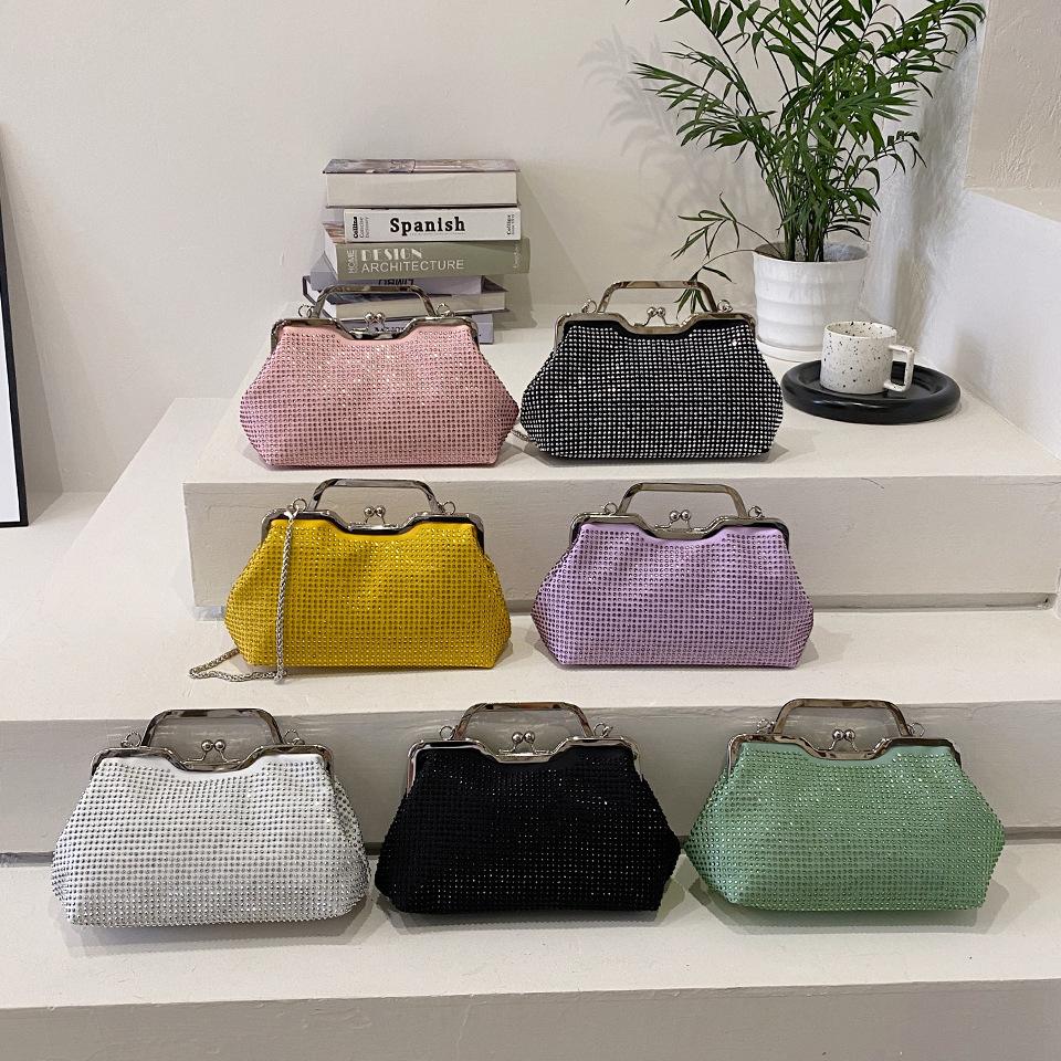 2026 Fashion Multicolor Diamond Evening Bag Hasp Luxury Handbag Chain Women Shoulder Crossbody Bag Lady Wedding Party Clutch Bag