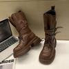 British style thick-soled thick-heeled Martin boots women's summer design sense increases leather boots versatile soft-soled short boots tide