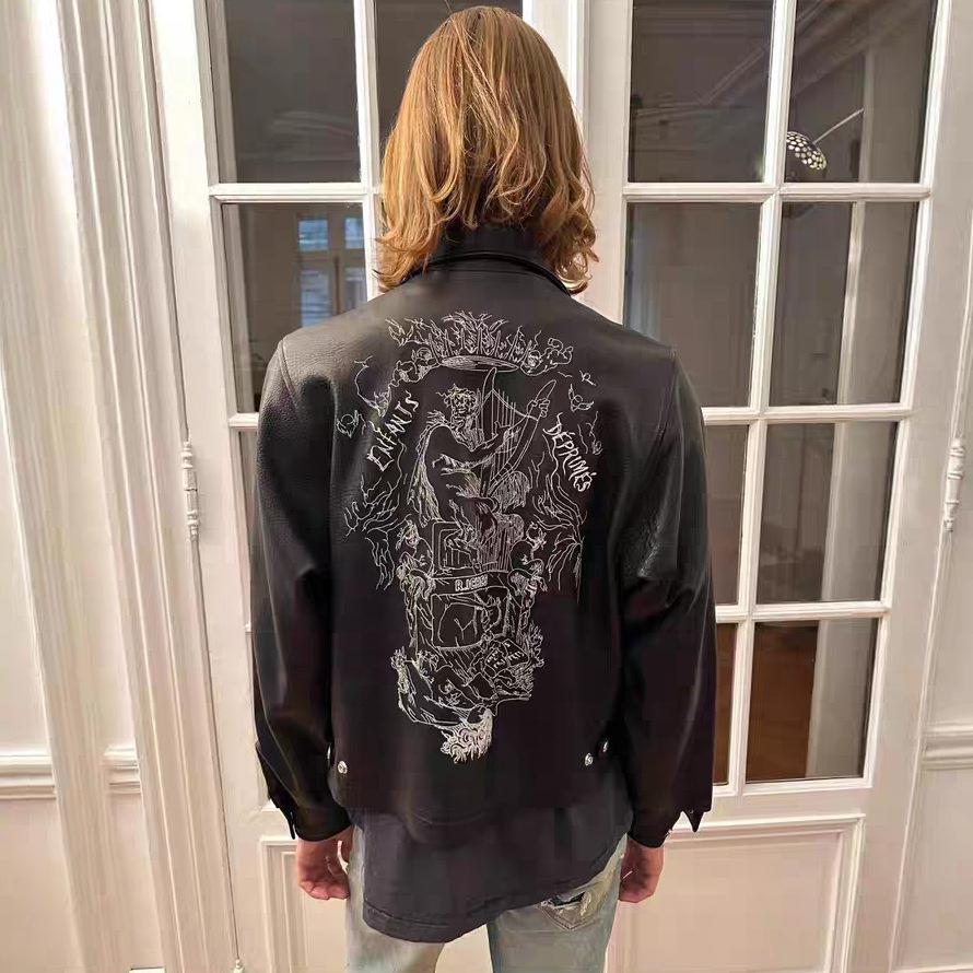 New "Principles of Love" Embroidered Leather Jacket Jacket