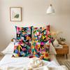 4pcs Linen Pillow Covers 45x45cm Abstract Geometric Floral Cushion Cases for Sofa Bed Decor Zipper Closure Modern Art Home