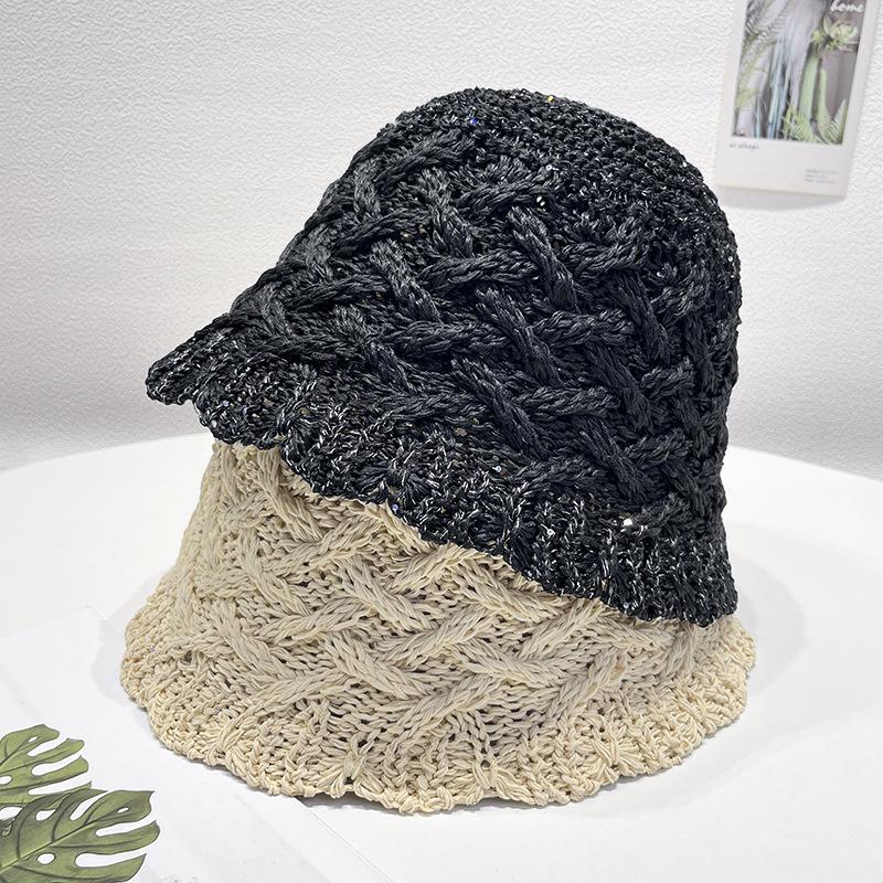 Summer Female Fisherman's Hat Sunshade and Sunscreen Beach Sun Hat Hollow Breathable Woven Fisherman's Hat
