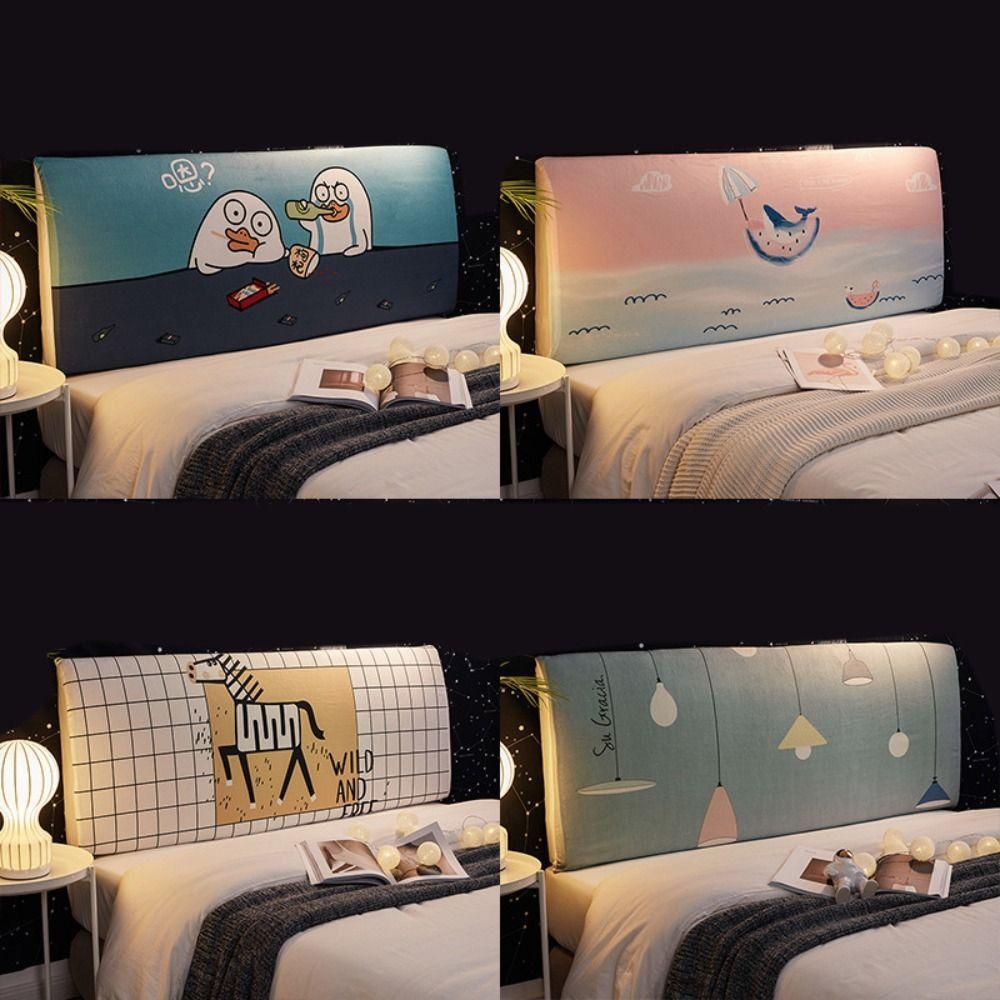 All-inclusive Headboard Cover Elastic Bedside Cover Washable Protective Cover  Home Room Decor