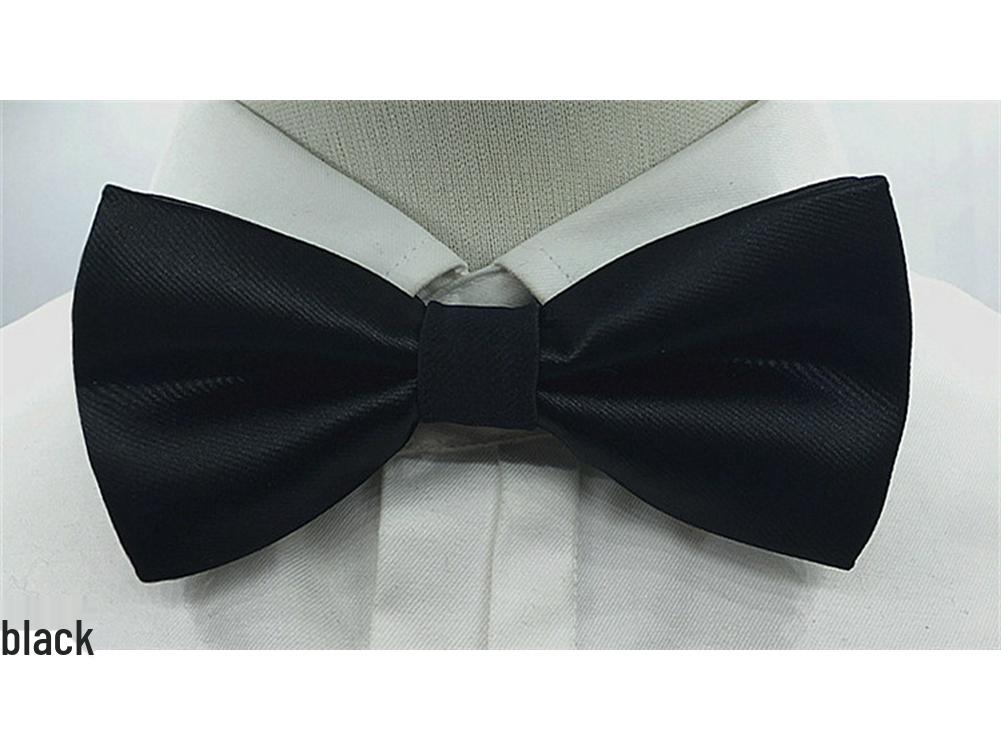 Men's Solid Color Double Layer Bow Tie - Poly Silk, Korean & British Style, Red/Black, Wedding & Best Man Accessory.