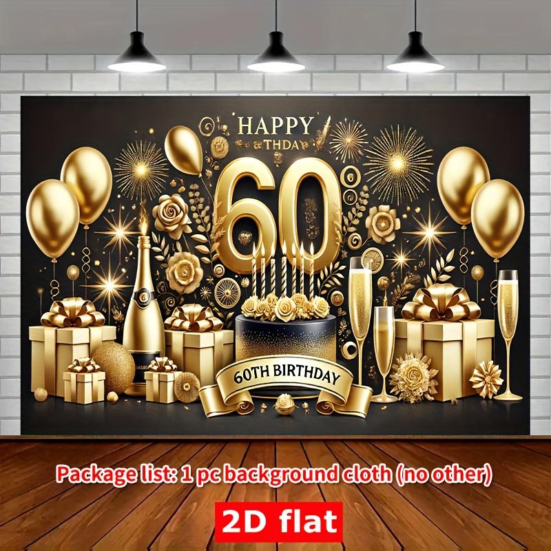 1 Stück flach 2D, für 60. Geburtstagsfeier, Polyester und Polyesterfaser, Partybanner, vielseitige Feiertagsparty