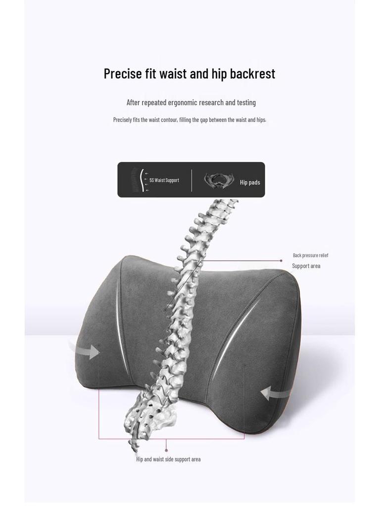 כרית תמיכה מותנית וצווארית לרכב – כרית דקה מקצף זיכרון לתמיכה בגב ובזנב