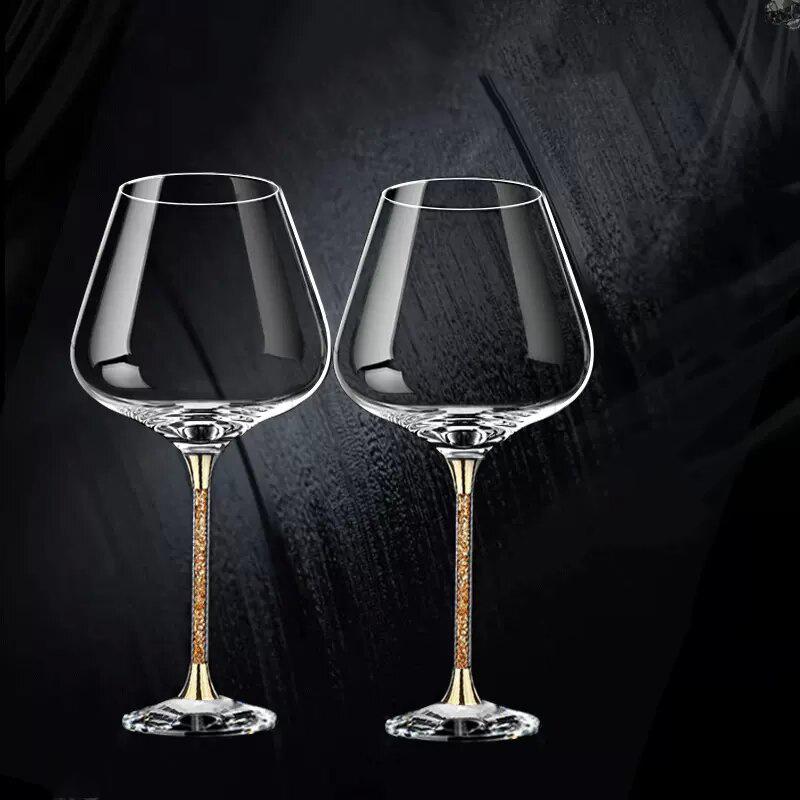 Personalized Crystal Diamond High-Stem Red Wine Glass Gift Set