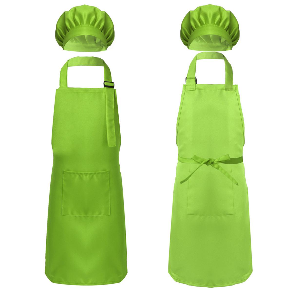

Дитячий регульований фартух і капелюх шеф-кухаря Кухонна уніформа для випічки Одяг для малювання для хлопчиків і дівчаток Костюм шеф-кухаря 8-12 Years зелений