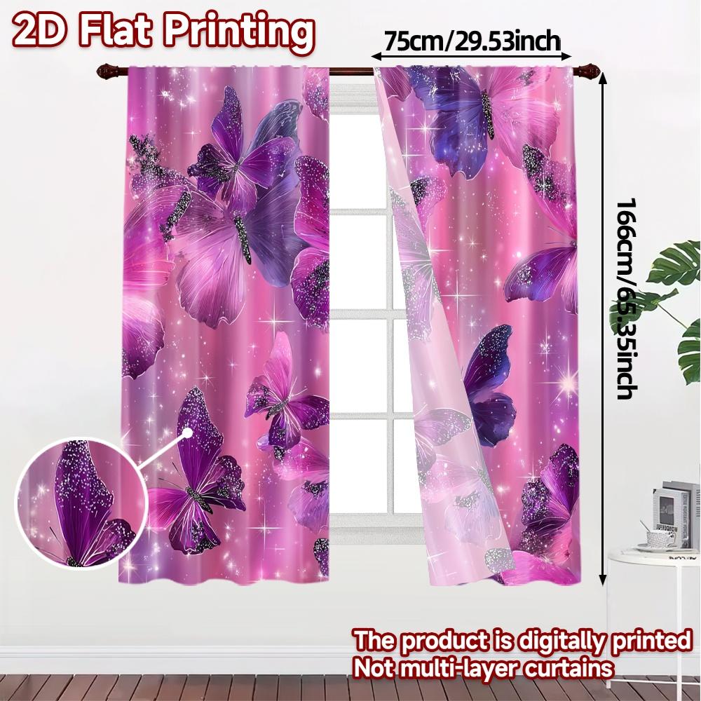 2D Flat Printing  JIT 2pcs   Curtains (Without Rod) Butterfly Dreams Popular Curtains Polyester Curtains Home Decor Ldeal for
