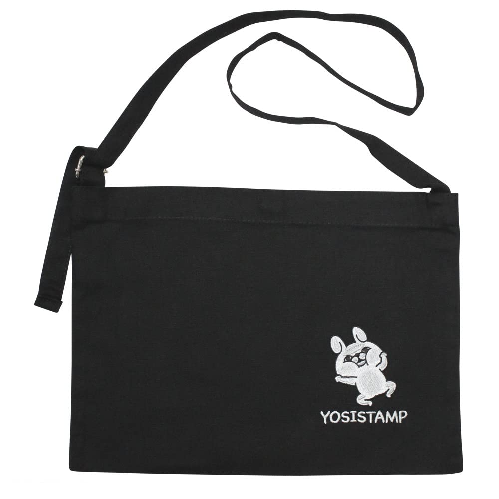 

YOSISTAMP Embroidered Sacoche Bag (Black/100% Rabbit Print)