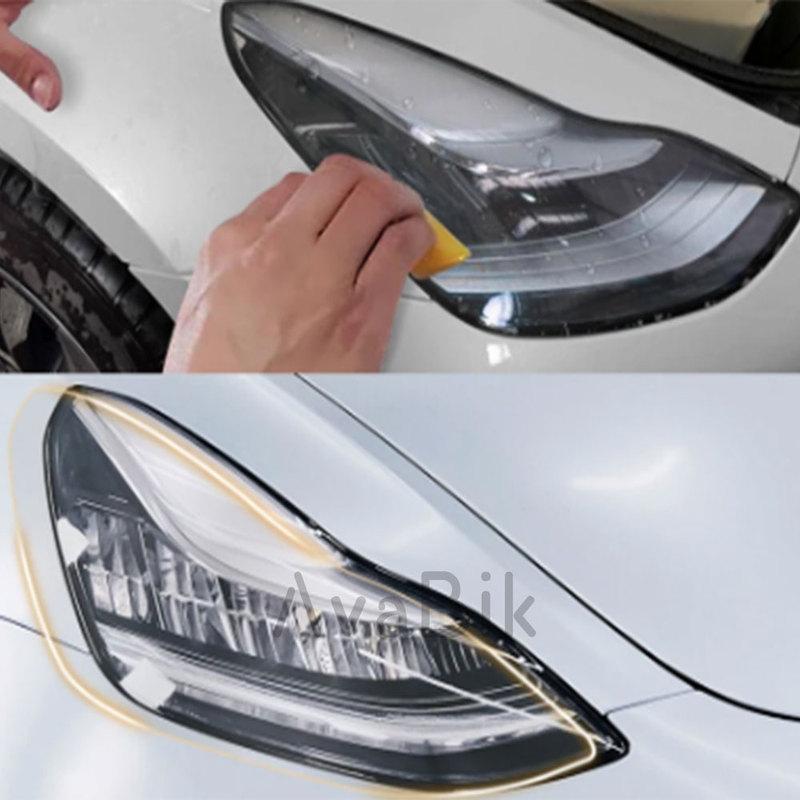 PPF Headlight & Taillight Film For Tesla Model Y 2016- Black Transparent Anti-scratch Self-healing TPU Protection Stickers