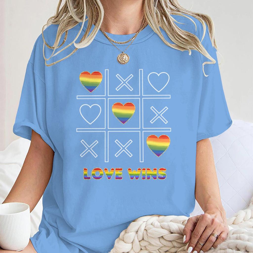 Fashion LGBT Love Wins TShirt Women Men Fun Chessboard Print Short Sleeve Tees Casual Lesbian Bisexual Crewneck T Shirts