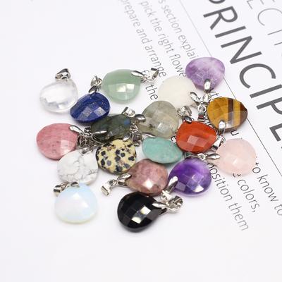 3Pcs, Water Drop Natural Stone Pendants - Healing Crystal Charms with Silver Clasp for DIY Necklace/Bracelet Jewelry Craft Accessories, Small Gifts