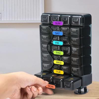 Seven Days a Week Early, Mid and Late To Remind 28 Large Capacity Pills Dispensed Mini Carry the Elderly Medicine Box