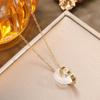 Elegant Interlocking Letter Ring Titanium Necklace: Stylish Luxury Clavicle Chain for Women