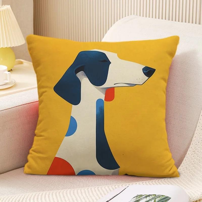 Art Illustration Dog Cushion Cover German Shepherd Doberman Peach Skin Throw Pillowcase For Sofa Living Room Home Decor 40X40Cm