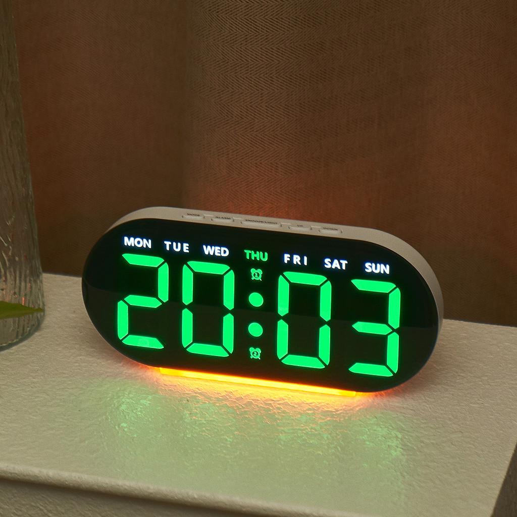 שעון לילה רב-תכליתי LED עם תצוגת טמפרטורה, תאריך ואזעקה לקישוט חדר השינה