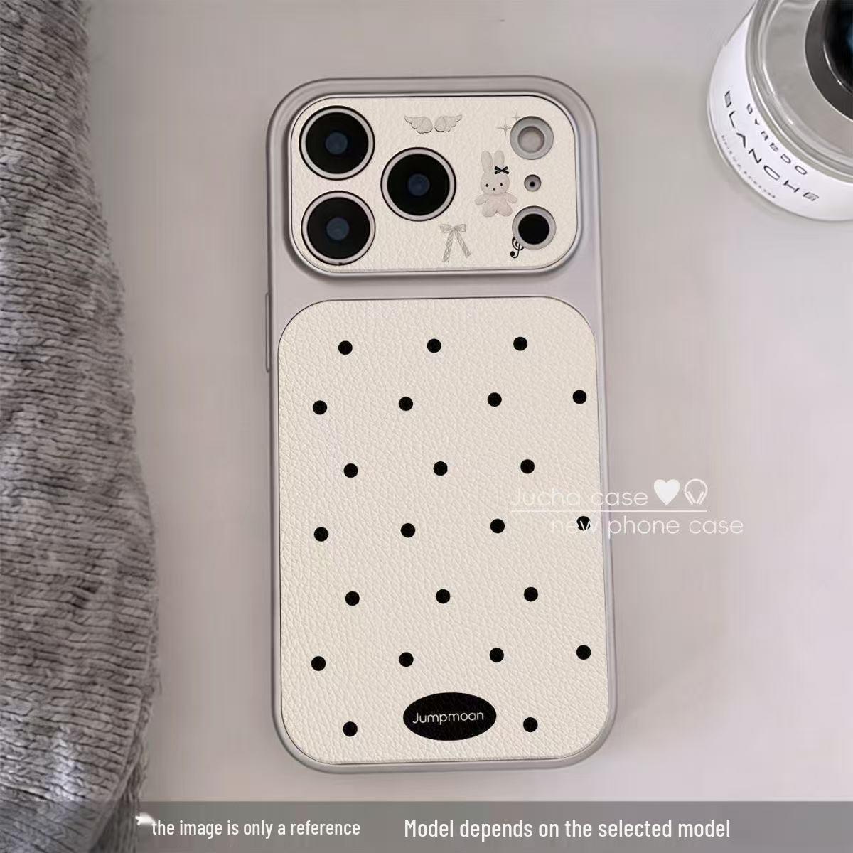 

Polka Dot Rabbit Full-Coverage Protective Case for Apple 17Pro/16/15/14/13/11 with Camera and Button Protection Apple 16 Plus