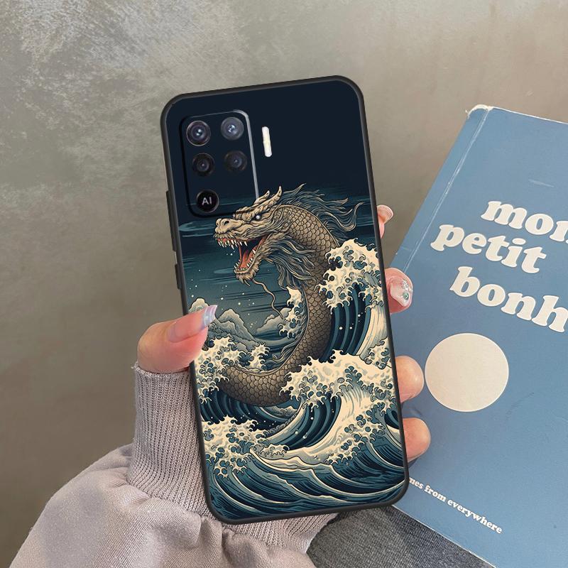 Japanese Dragon Case For Oppo A40 A60 A80 A98 A78 A18 A38 A58 A16 A76 A96 A17 A77 A74 A94 A54 A57S A15 Cover