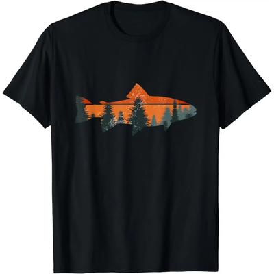 Trout Fly Fishing Nature Outdoor Fisherman Gift T-Shirt Pesca Clothes  Graphic T Shirts  Men Clothing Tops  Ropa Hombre
