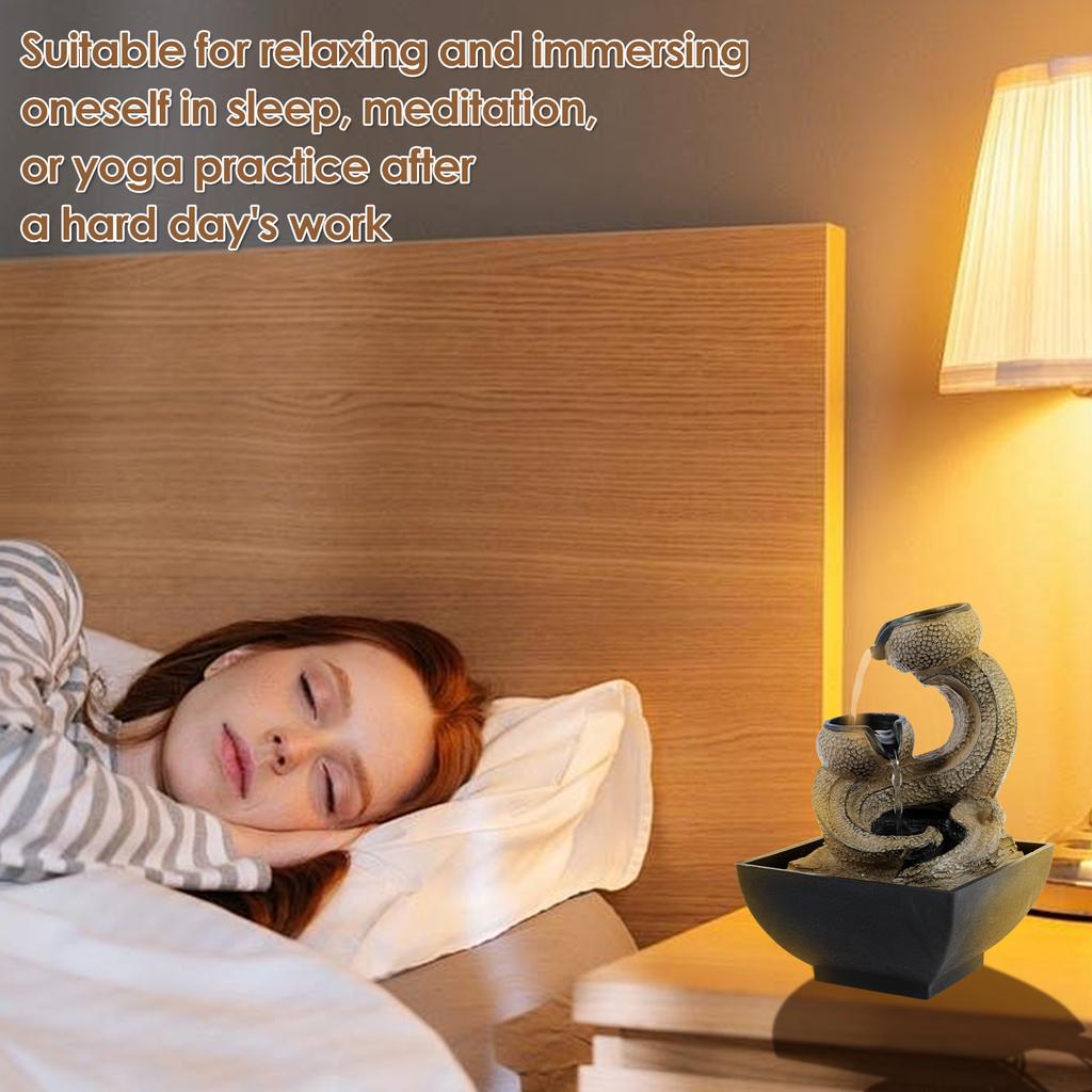 Portable Water Feature Decorative Water Fountain Resin Desk Fountain Small Tabletop Fountain for Indoor Living Room Home Decor