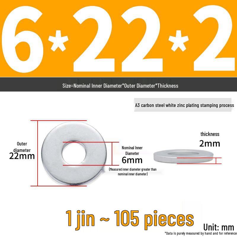 Extra Large Galvanized Metal Flat Washer - Thickened Round Screw Washer M6-M16