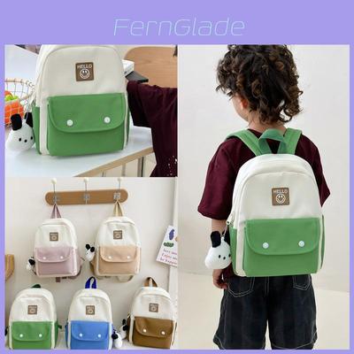 New Cute Children's Kindergarten School Bag Boys And Girls Fun Solid Color Contrast Fashion Backpack Large Capacity Breathable Load Reduction Backpack