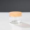 Frosted Glass Cream Jar with Wood Grain Lid for Refillable Cosmetics