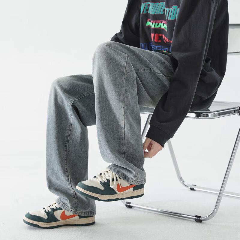 Dingfengbaoluo Men's American High Street Denim Jeans