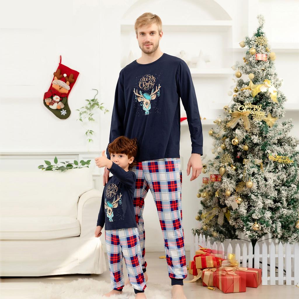 Weihnachten Eltern-Kind-Familienset Home Bedrucktes WEIHNACHTSPYJAMAS Zweiteiliges Set