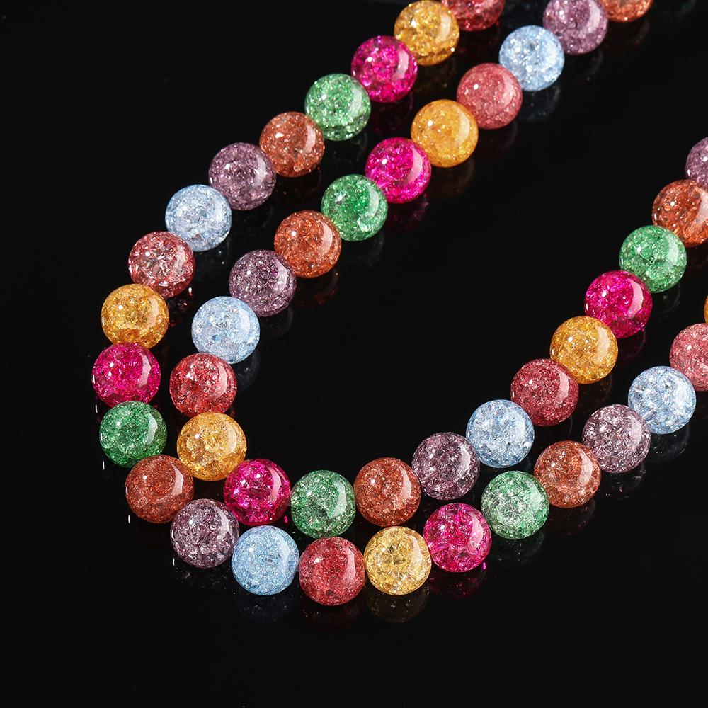 1String 4-10mm Mixed Color Glass Beads Round Crackle Spacer Beads DIY Bracelet Necklace for Jewelry Making Supplies Accessories