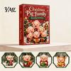 Family Christmas Tree Decor Piggy Advent Calendar, 2D Flat Acrylic 24 Days Hanging Blind Box Ornaments, Decorative Countdown Gift for Holiday
