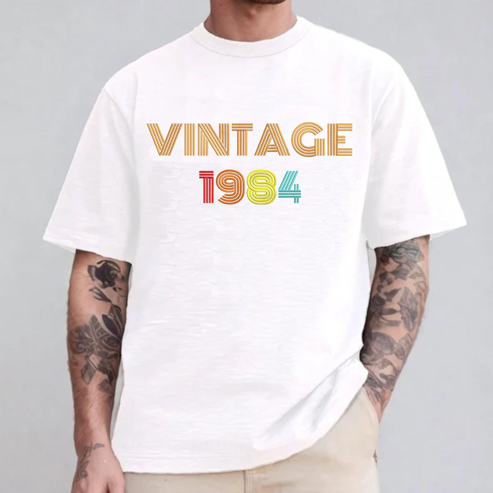 

Personalised Embroidered Vintage 1984 Tshirt, Born in 1984 Shirt, Unisex Tee Top 5XL різнокольоровий